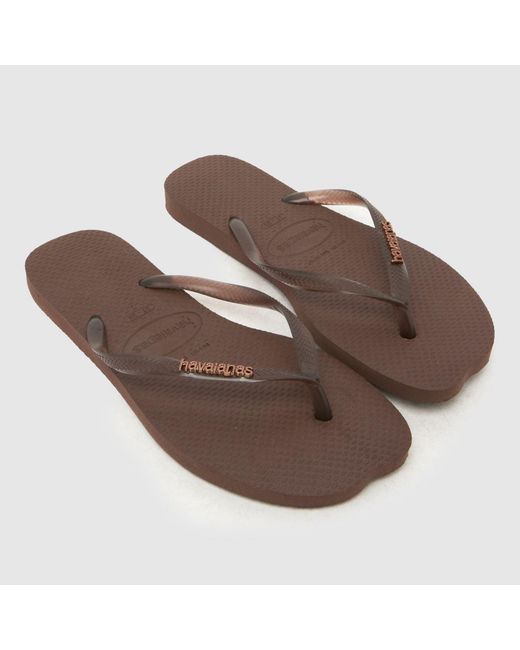 Havaianas Brown Slim Split Sandals
