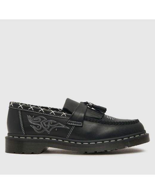 Dr. Martens Black Adrian Gothic Flat Shoes In