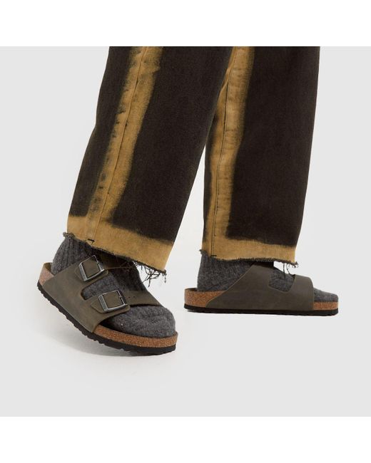 Birkenstock Brown Arizona Oiled Leather Sandals In Faded for men