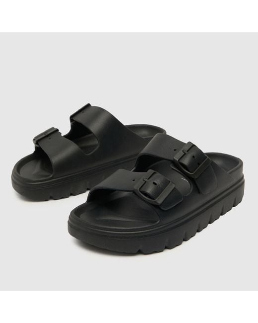 Schuh Black Tilda Double Strap Footbed Sandals In