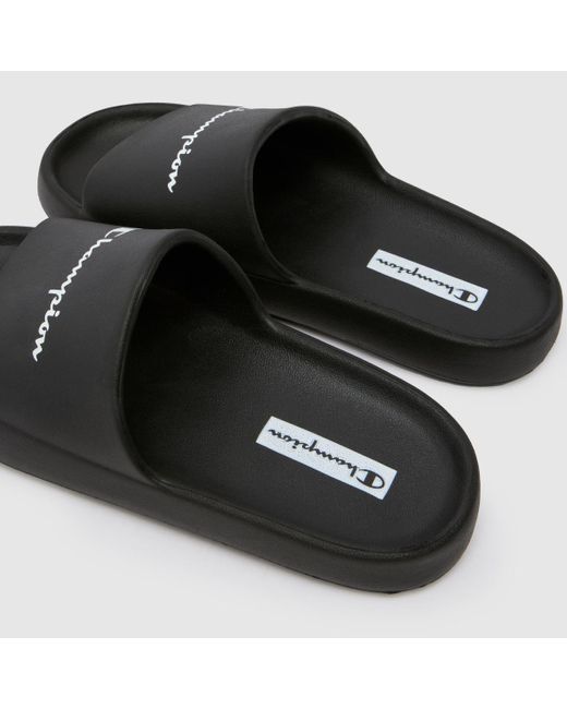 Champion Black Soft Slipper Slide Sandals In for men
