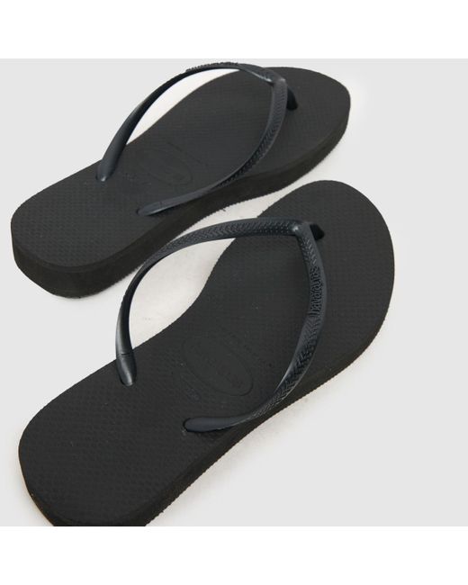 Havaianas Black Slim Flatform Sandals In