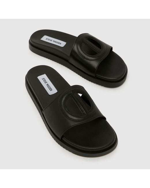 Steve Madden Black Mayke Slide Sandals