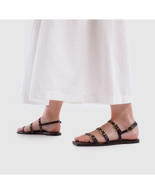Schuh Brown Talmon Studded Strappy Sandals