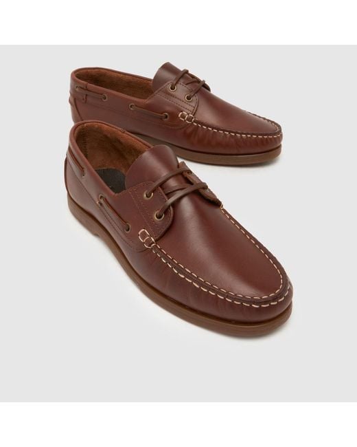 Schuh Brown Patient Leather Boat Shoes for men