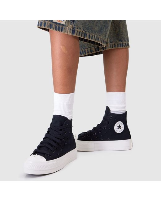 Converse Black All Star Lift Hi Trainers
