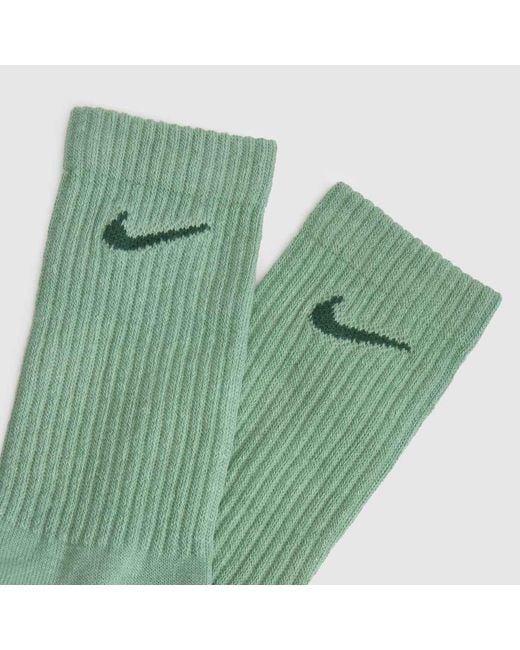 Nike Green Everyday Crew Sock 3 Pack