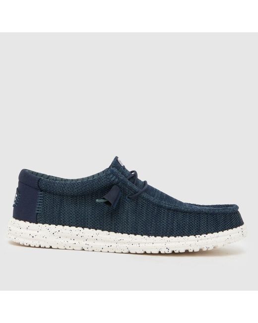 HeyDude Blue Wally Stretch Sox Shoes for men