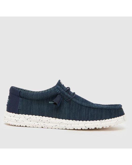 HeyDude Blue Wally Stretch Sox Shoes for men
