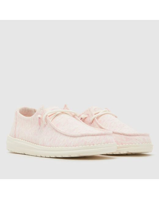 HeyDude Pink Wendy Stretch Jersey Trainers