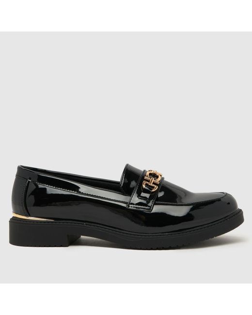 Schuh Black Women's Larsa Patent Hardware Loafer Flat Shoes