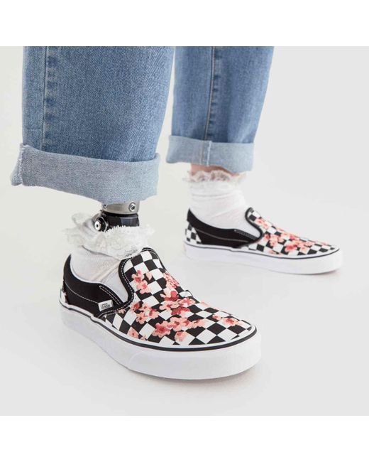 Vans Rubber White & Pink Classic Slip-on Cherry Blossom Trainers | Lyst UK