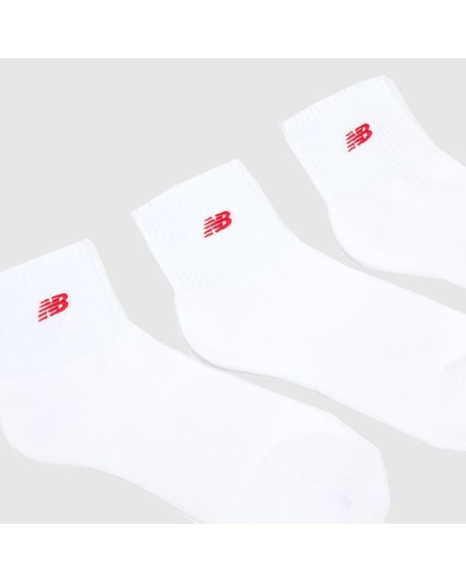 New Balance White Patch Logo Crew Sock 3 Pack