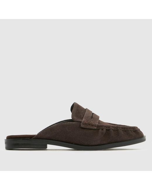 Schuh Brown Leeds Suede Backless Loafer Flats