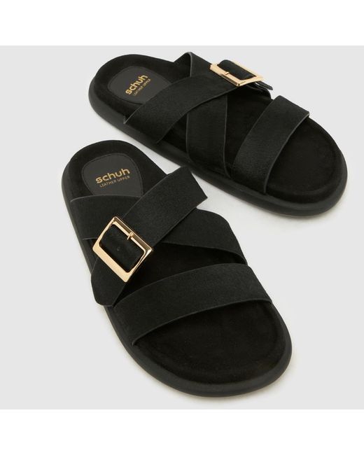 Schuh Black Tear Leather Footbed Sandals