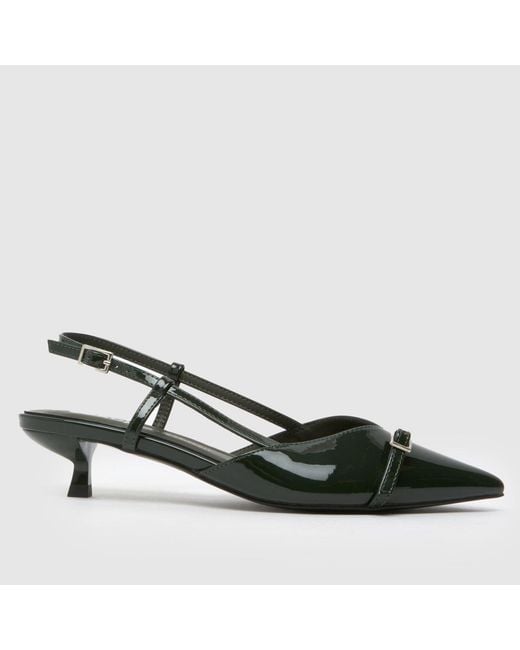 Schuh Green Sybill Buckle Kitten Low Heels