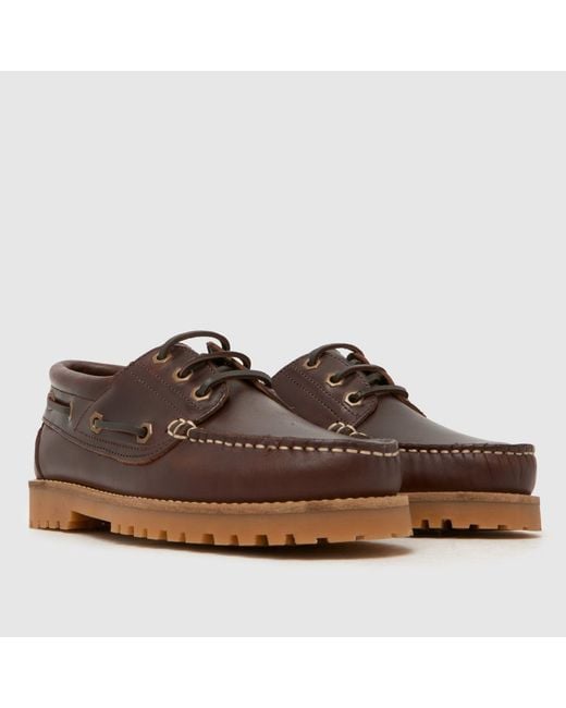Schuh Brown Lovington Leather Boat Flats