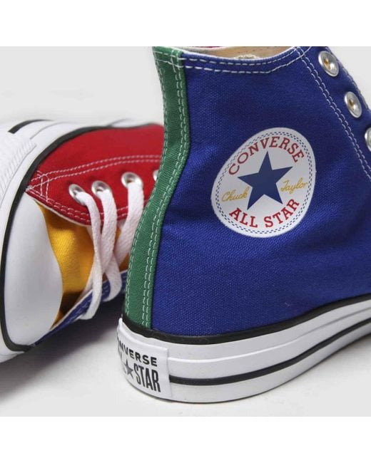 Converse Red Blue All Star Hi Colour Block Trainers Lyst UK