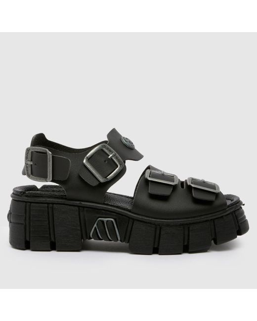 New Rock Black Ladies Chunky Sandals