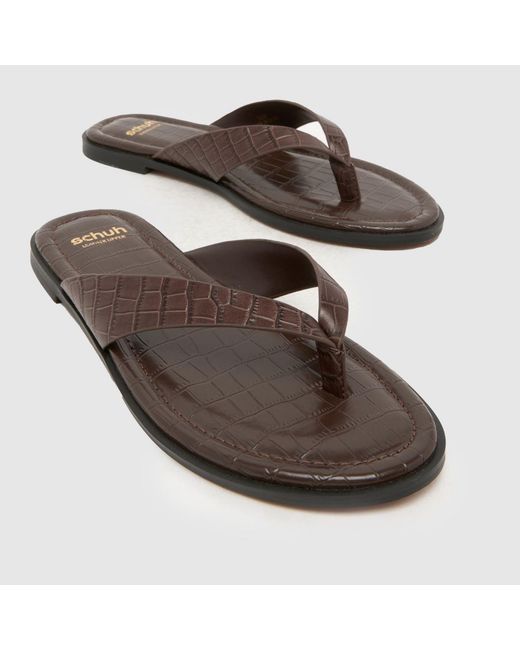 Schuh Brown Thailand Leather Toe Post Sandals
