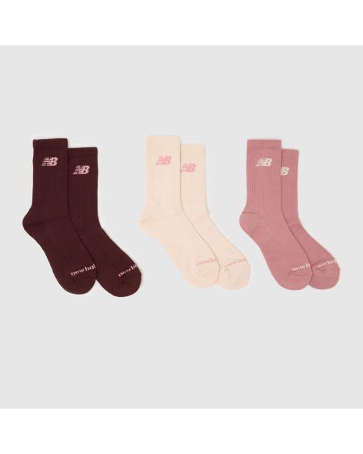 New Balance Pink Everyday Midcalf Socks 3Pk