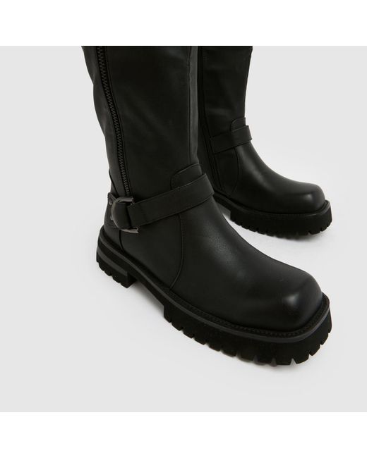 SIMMI Black Dexter Biker Knee High Boots