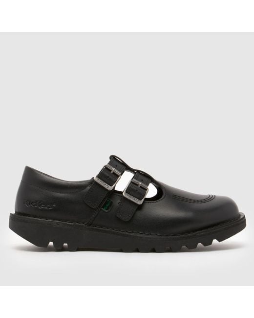 Kickers Black Double T-Bar Flats