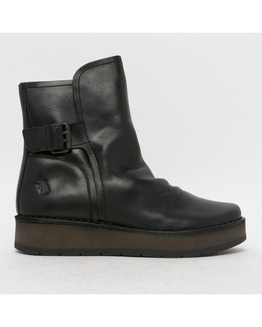 Fly London Black Rogi Ruched Boots