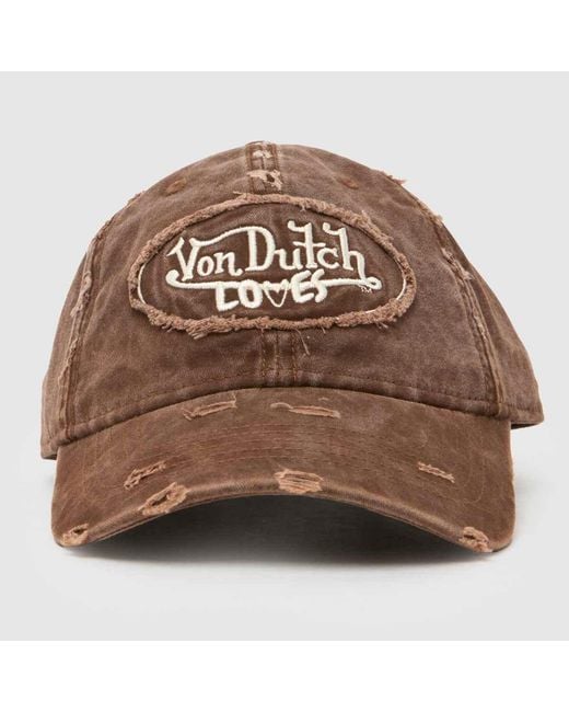 Von Dutch Brown Distressed Denim Cap