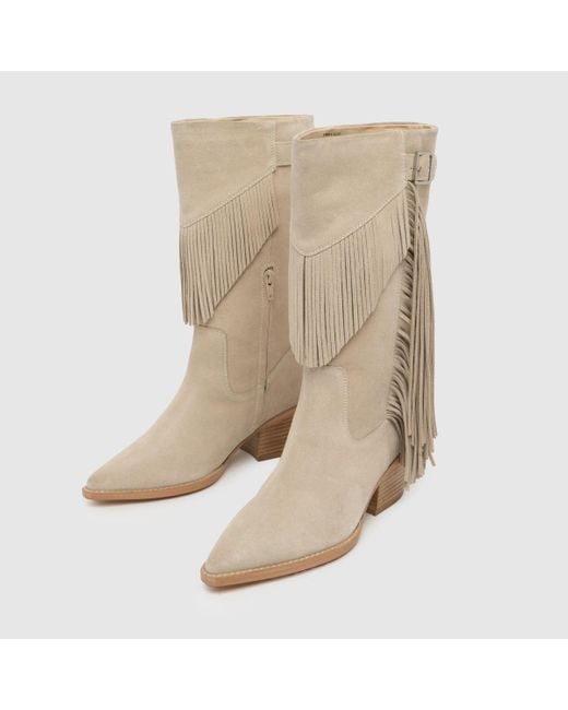Schuh Natural Dina Suede Tassel Western Boots