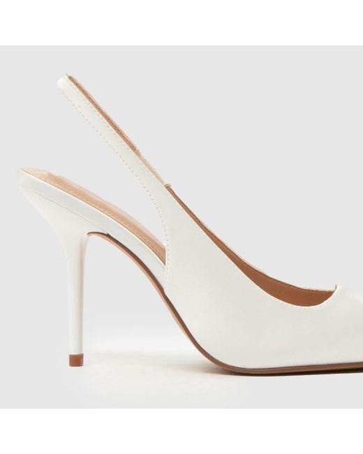 Schuh White Sade Heeled Slingback Court High Heels
