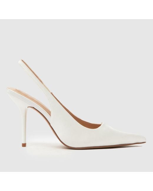 Schuh White Sade Heeled Slingback Court High Heels