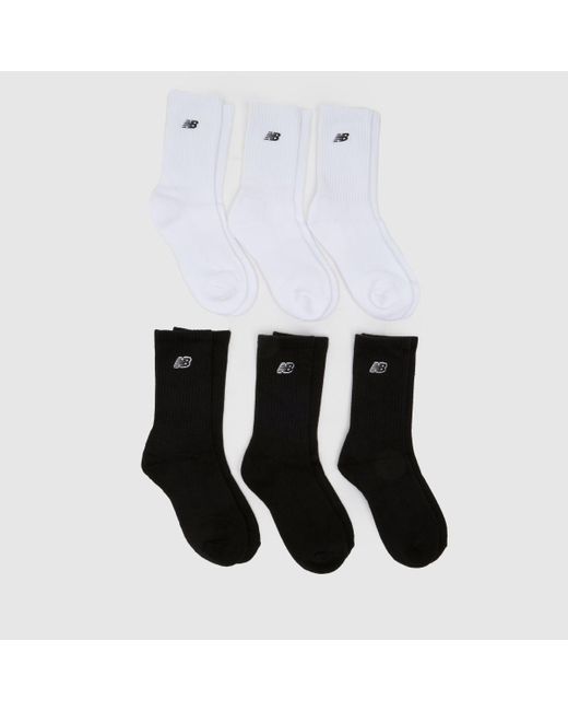 New Balance White Kids Logo Crew Sock 6Pk