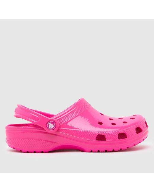 CROCSTM Pink Classic Neon Highlighter Clog Sandals In