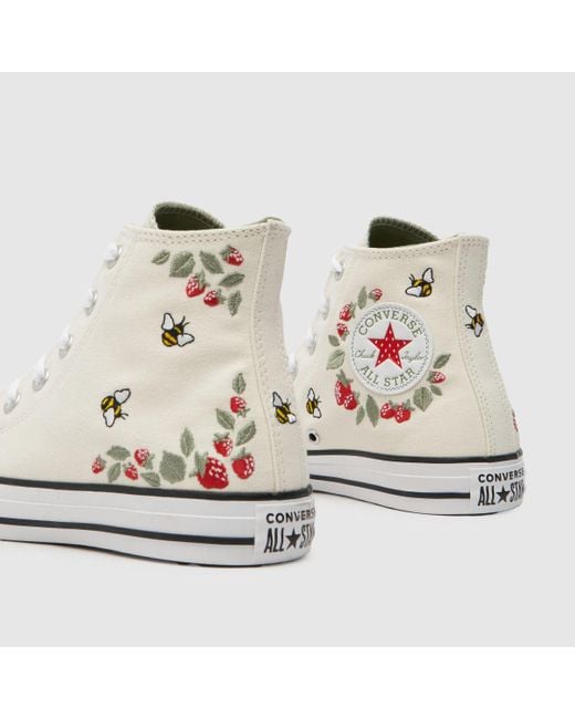 Converse All Star Hi Bees And Berries Trainers In White & Green