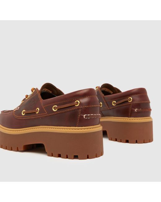 Timberland Brown Women's Premium Elevated 3 Eye Boat Flat Shoes