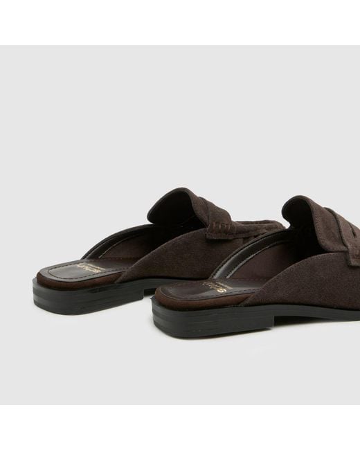 Schuh Brown Leeds Suede Backless Loafer Flats
