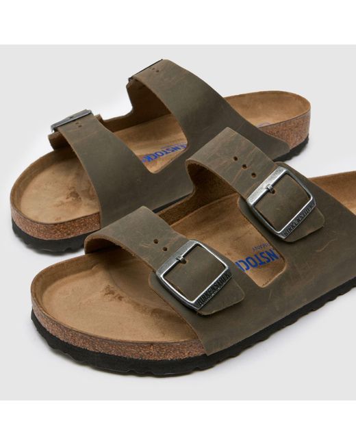 Birkenstock Brown Arizona Oiled Leather Sandals In Faded for men