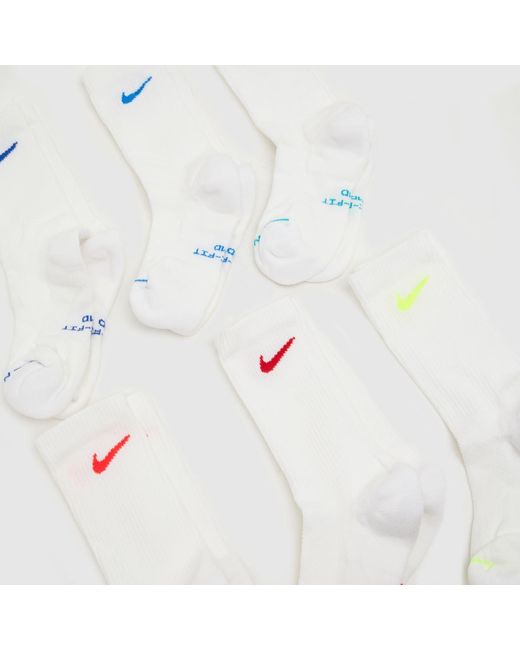 Nike White Everyday Crew Socks 6Pk