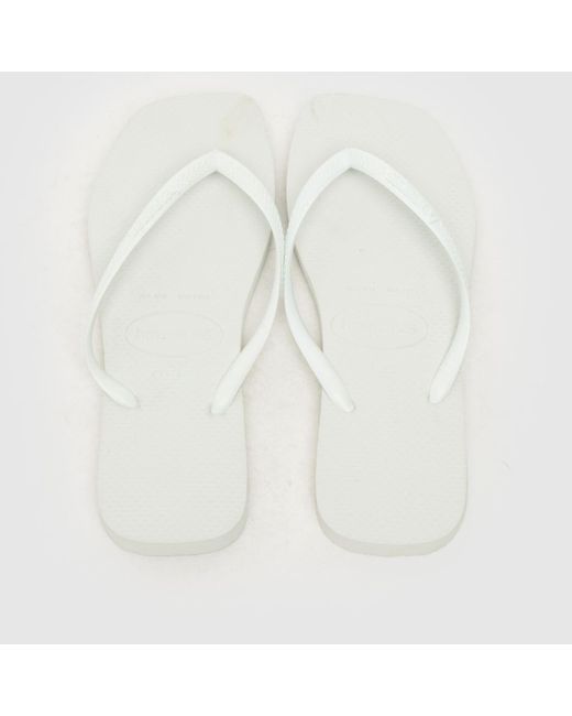 Havaianas White Slim Square Sandals In