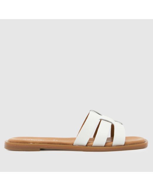 Schuh Brown Tierney Leather Slider Sandals In