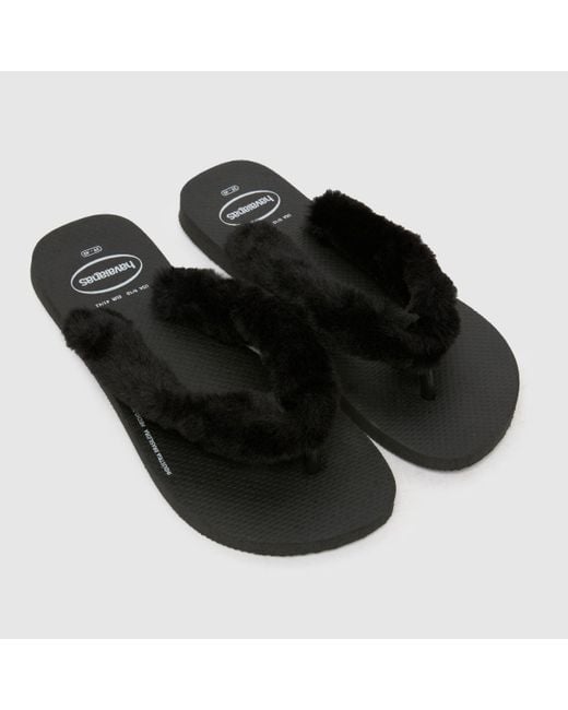 Havaianas Black Top Fluffy Sandals