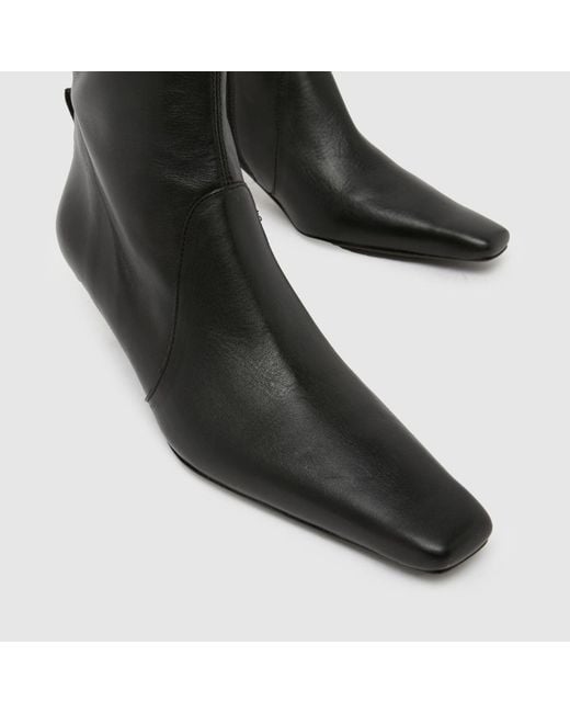 Schuh Black Bowden Leather Heeled Boots