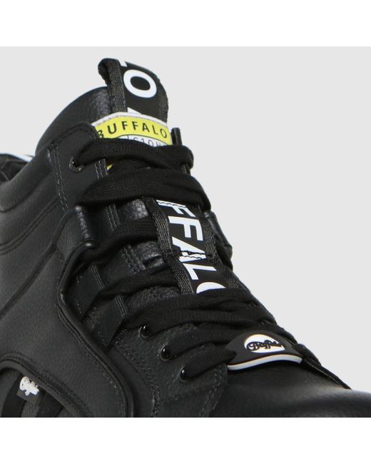 Buffalo Black London Aspha Mid Boots