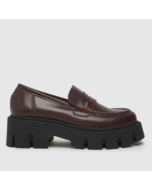 Schuh Black Lauren Chunky Leather Loafer Flat Shoes, Size: 6 (Eu 39)