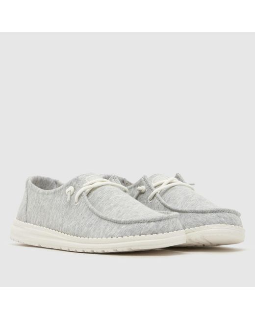 HeyDude White Wendy Stretch Jersey Trainers
