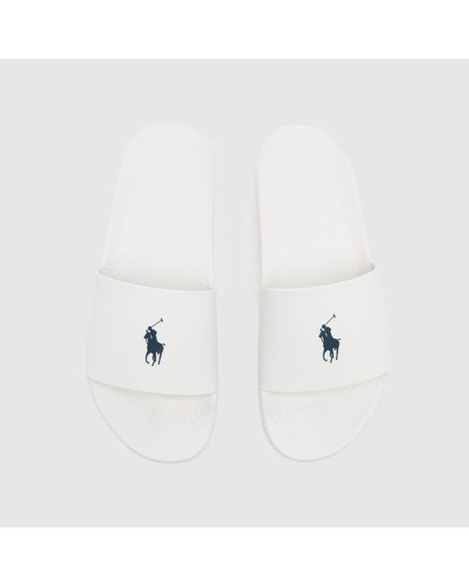 Polo Ralph Lauren White Slide Sandals In for men