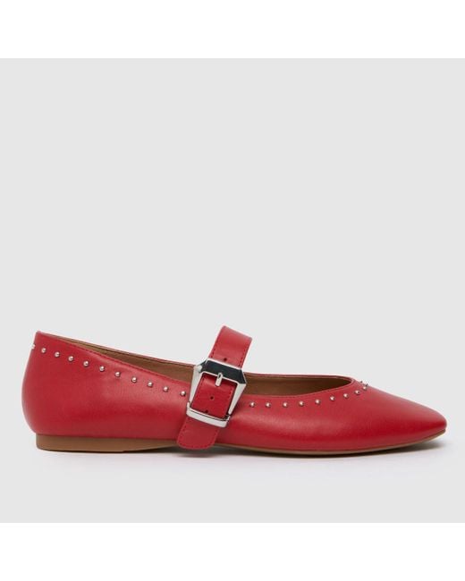 Schuh Red Lucy Studded Ballerina Flat Shoes In