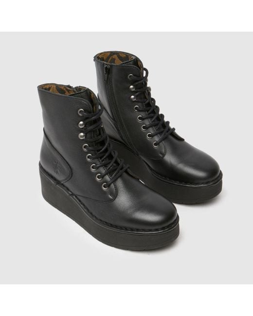 Fly London Black Hery Lace Up Boots In