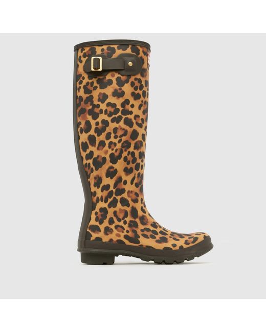 Hunter Brown Original Tall Leopard Boots
